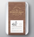 Worlds Best Rabbit Abstract Vector Plastic Tray Container Cover. Premium Meat Vertical Packaging Design Label Layout