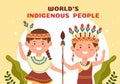 Worlds Indigenous Peoples Day on August 9 Hand Drawn Cartoon Flat Illustration to Raise Awareness and Protect the Rights