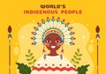 Worlds Indigenous Peoples Day on August 9 Hand Drawn Cartoon Flat Illustration to Raise Awareness and Protect the Rights Royalty Free Stock Photo