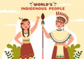 Worlds Indigenous Peoples Day on August 9 Hand Drawn Cartoon Flat Illustration to Raise Awareness and Protect the Rights Royalty Free Stock Photo