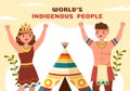 Worlds Indigenous Peoples Day on August 9 Hand Drawn Cartoon Flat Illustration to Raise Awareness and Protect the Rights