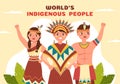 Worlds Indigenous Peoples Day on August 9 Hand Drawn Cartoon Flat Illustration to Raise Awareness and Protect the Rights