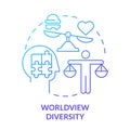 Worldview diversity blue gradient concept icon