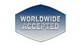 Worldwide accepted emblem with metallic 3d effect against a clean white background Royalty Free Stock Photo