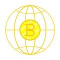 Worldwide bitcoin cryptocurrency concept.