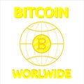 Worldwide bitcoin cryptocurrency concept.