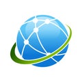 Worldwide Broadband Satellite Swoosh Symbol Logo Design