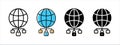 Worldwide data network icon set. Globe data storage security vector icons for web design Royalty Free Stock Photo