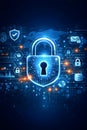 Worldwide Data Protection Concept Featuring Digital Lock And Secure Cyber Networks Royalty Free Stock Photo
