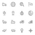 Worldwide Delivery line icons set