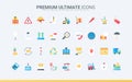 Worldwide delivery support service, logistics and freight transport trendy flat icons set Royalty Free Stock Photo