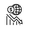 worldwide economy crisis line icon vector illustration Royalty Free Stock Photo