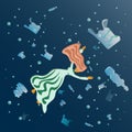 Worldwide, environmental pollution is harmful from plastic. Vector stock illustration, man drowning garbage from plastic waste Royalty Free Stock Photo