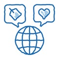 Worldwide Globe doodle icon hand drawn illustration Royalty Free Stock Photo