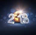 Worldwide greeting symbol for 2018 New Year card Royalty Free Stock Photo