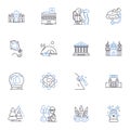Worldwide itinerary line icons collection. Adventure, Backpacking, Culture, Diversity, Exploration, Journey, Landmarks