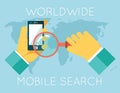 Worldwide Mobile Search Hands Phone Magnifying