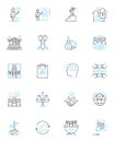 Worldwide nerk linear icons set. Connectivity, Globalization, Interconnectivity, Nerk, Collaboration, Communication Royalty Free Stock Photo