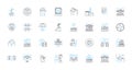 Worldwide nerk linear icons set. Connectivity, Globalization, Interconnectivity, Nerk, Collaboration, Communication