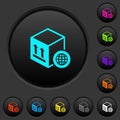 Worldwide package transportation dark push buttons with color icons Royalty Free Stock Photo