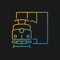 Worldwide rail cargo shipping gradient vector icon for dark theme