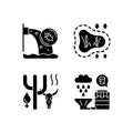 Worldwide rising water demand black glyph icons set on white space Royalty Free Stock Photo