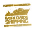 Worldwide shipping rubber stamp vector imprint with cargo ship