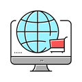 worldwide shopping color icon vector illustration