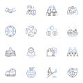 Worldwide transactions line icons collection. Globalization, Currency, Forex, Interchange, Wire, Remittance, Exchange Royalty Free Stock Photo
