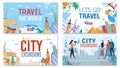 Worldwide Travel and City Excursion Advert Set Royalty Free Stock Photo