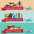 Worldwide travel set with famous attractions