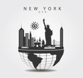 Travel Monuments in New York. United Sates Top of the World Royalty Free Stock Photo