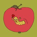 Worm in the apple. Proverb, metaphoric idiom. Royalty Free Stock Photo