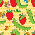 Worm apple seamless pattern Royalty Free Stock Photo