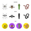 Worm, centipede, wasp, bee, hornet .Insects set collection icons in cartoon,black,flat style vector symbol stock Royalty Free Stock Photo