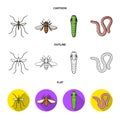 Worm, centipede, wasp, bee, hornet .Insects set collection icons in cartoon,outline,flat style vector symbol stock Royalty Free Stock Photo