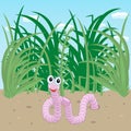 Worm crawled out of the ground Royalty Free Stock Photo