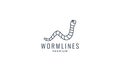 Worm cute line art outline logo vector icon illustration design