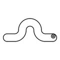 Worm earth earthworm rainworm caterpillar angleworm annelida invertebrate crawling larva contour outline line icon black color Royalty Free Stock Photo