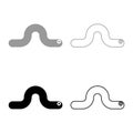 Worm earth earthworm rainworm caterpillar angleworm annelida invertebrate crawling larva set icon grey black color vector