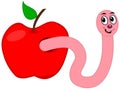 A worm eating an apple Royalty Free Stock Photo