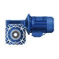 Worm gear motor with electric motor. Vector illustration on white background. 3D