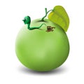 Worm on green apple Royalty Free Stock Photo