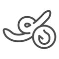 Worm and hook line icon. Fish lure illustration isolated on white. Worm bait outline style design, designed for web and Royalty Free Stock Photo