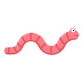 Worm icon. Smiling cartoon earthworm