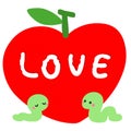 Worm in love with red apple