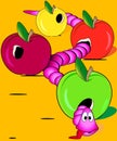 Worm overate the apples Royalty Free Stock Photo