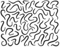 Worm pattern. Silhouette of parasite, soil worms, helminth. Parasitology black white background Royalty Free Stock Photo