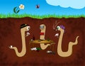 Worm poker cartoon Royalty Free Stock Photo
