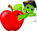 Worm in the red apple Royalty Free Stock Photo